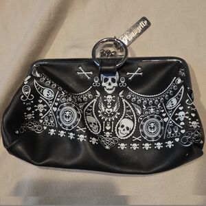 Loungefly Black and White Skull Clutch